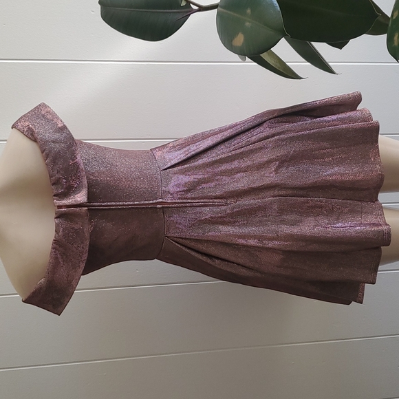 B.SMART PINK SHIMMERY OFF SHOULDER DRESS SIZE MEDIUM - Picture 7 of 7